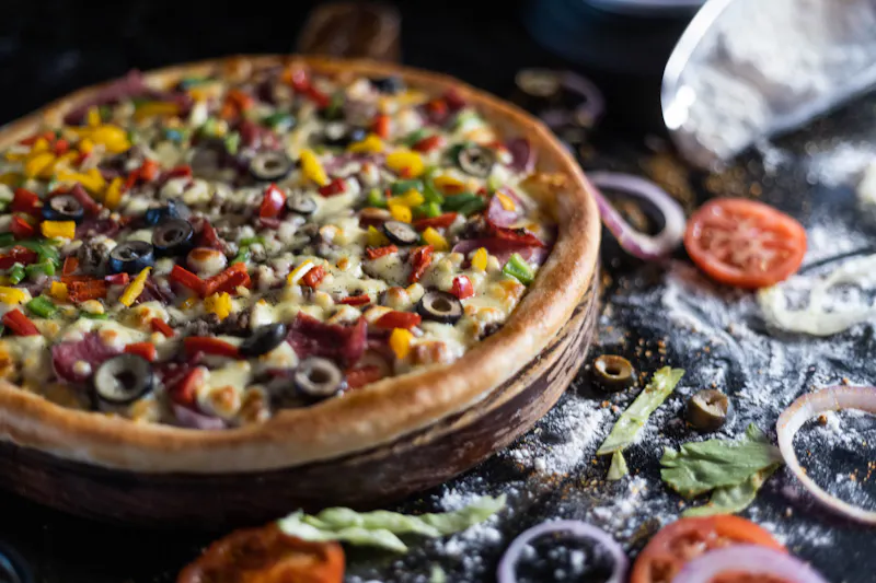 Veggie Supreme pizza with fresh vegetables